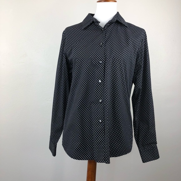 Foxcroft Tops - Foxcroft Shirt  Polka Dot Button Up Shaped Size 10